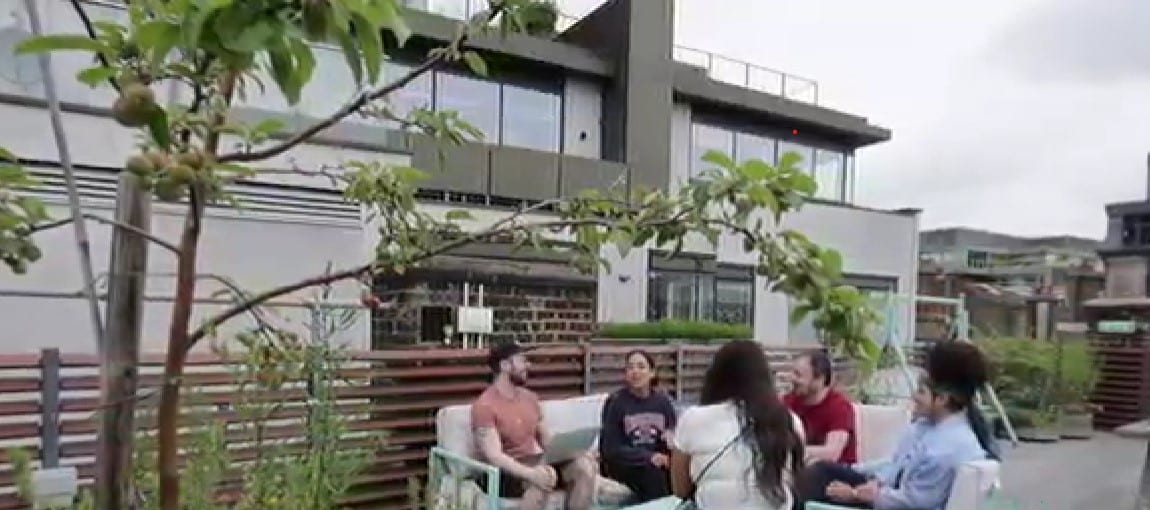 Staff relaxing on the rooftop